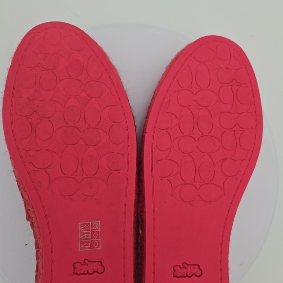 Coach CARLEY Pink W/8.5 Leather Espadrille AUTH Cottagecore Balletcore LOGO *EUC - Picture 14 of 15